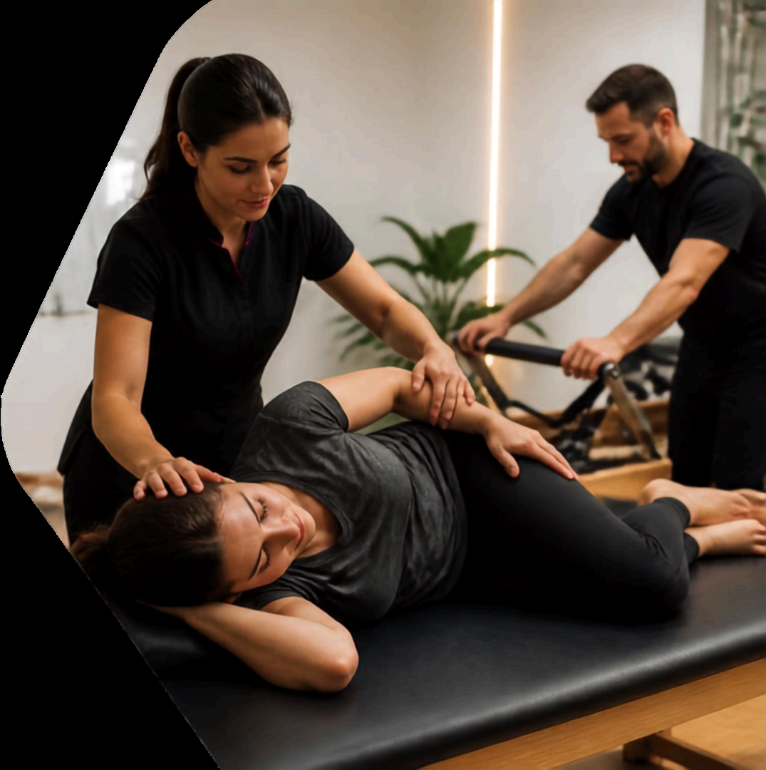 Fisioterapeuta aplicando terapia manual em paciente